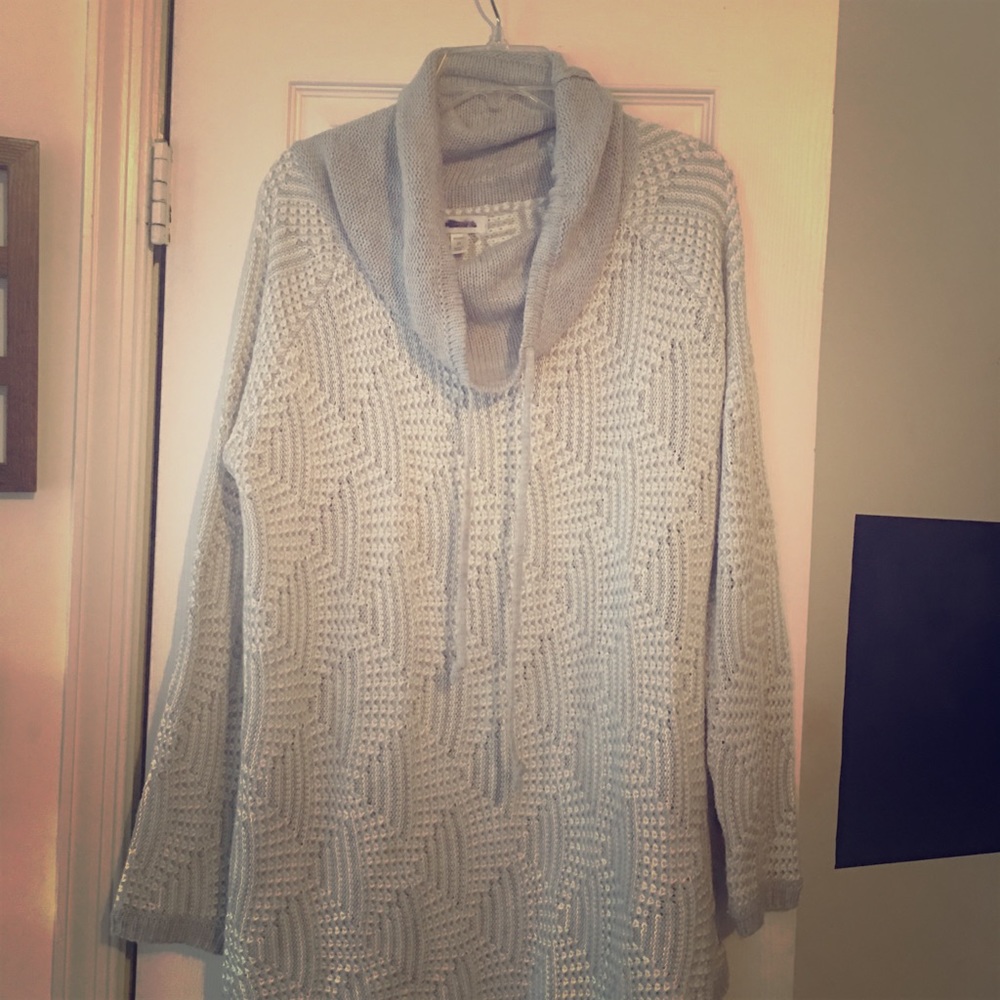 SWEATER DRESSBARN LADIES’ PLUS 2X WINTER GRAY LONG